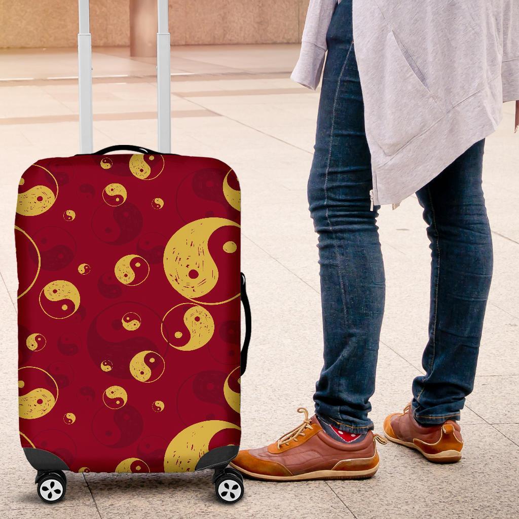 Yin Yang Red Pattern Print Luggage Cover Protector-grizzshop