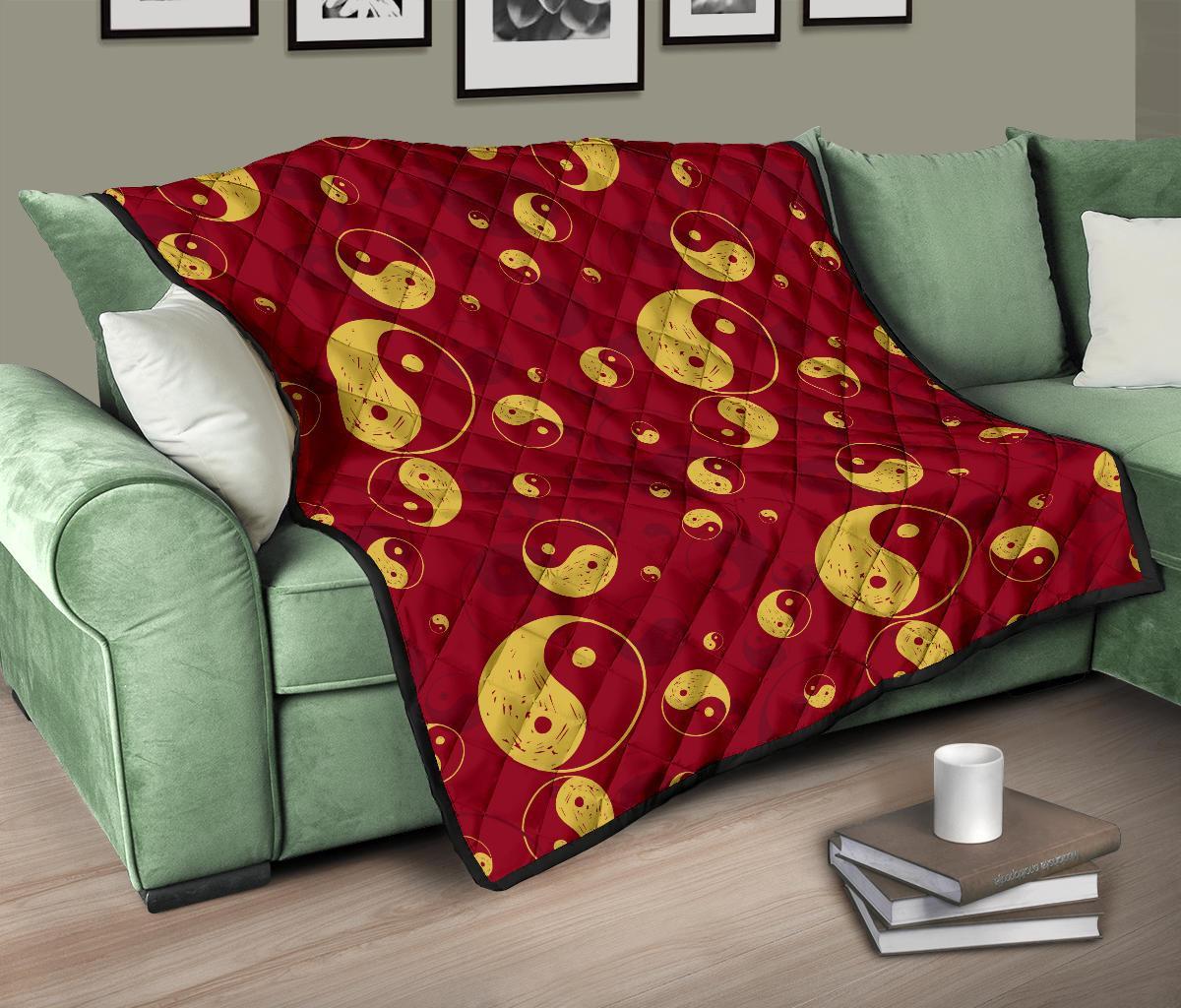 Yin Yang Red Pattern Print Quilt-grizzshop