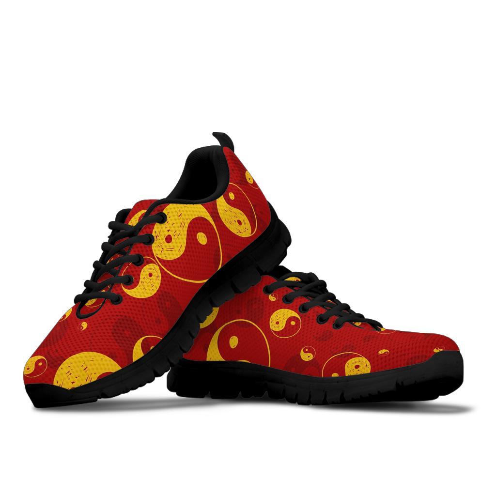 Yin Yang Red Pattern Print Sneaker Shoes For Men Women-grizzshop