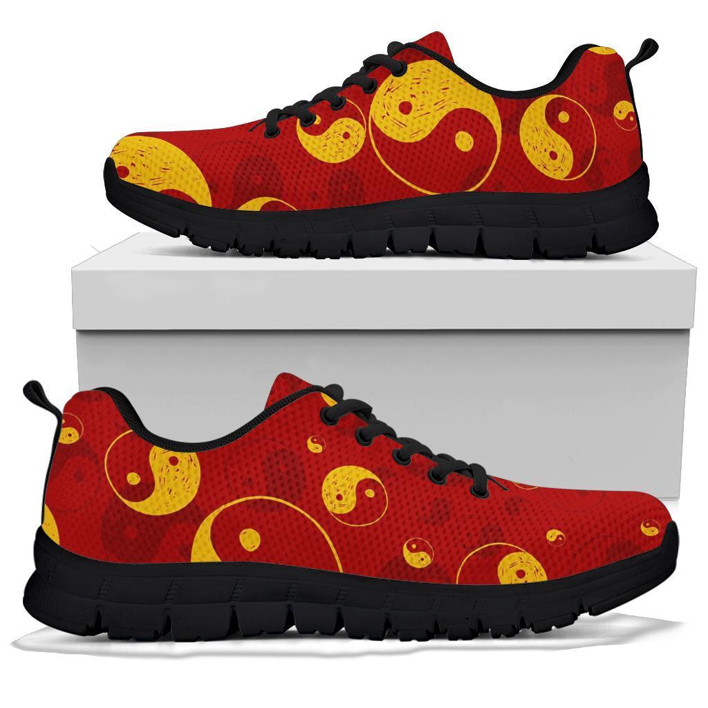 Yin Yang Red Pattern Print Sneaker Shoes For Men Women-grizzshop