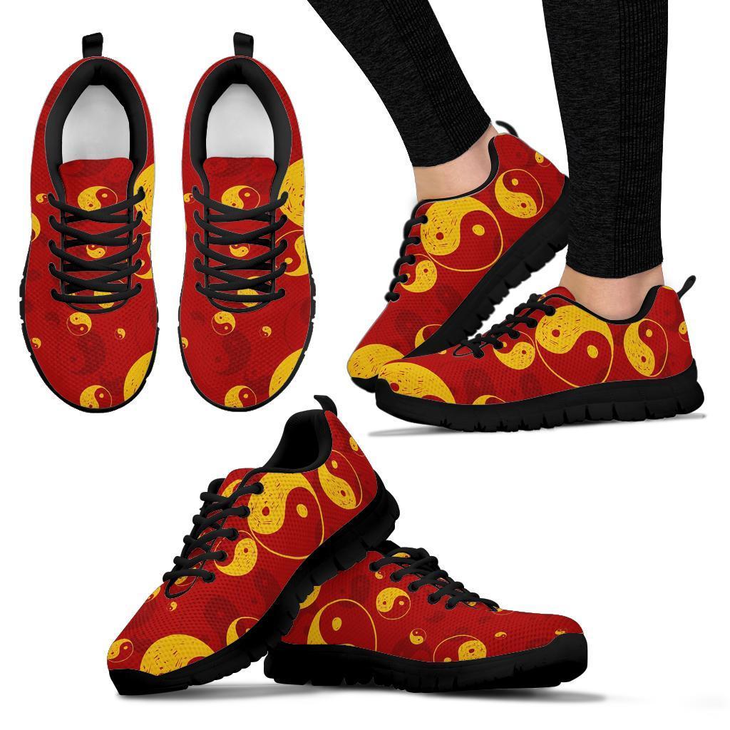 Yin Yang Red Pattern Print Sneaker Shoes For Men Women-grizzshop