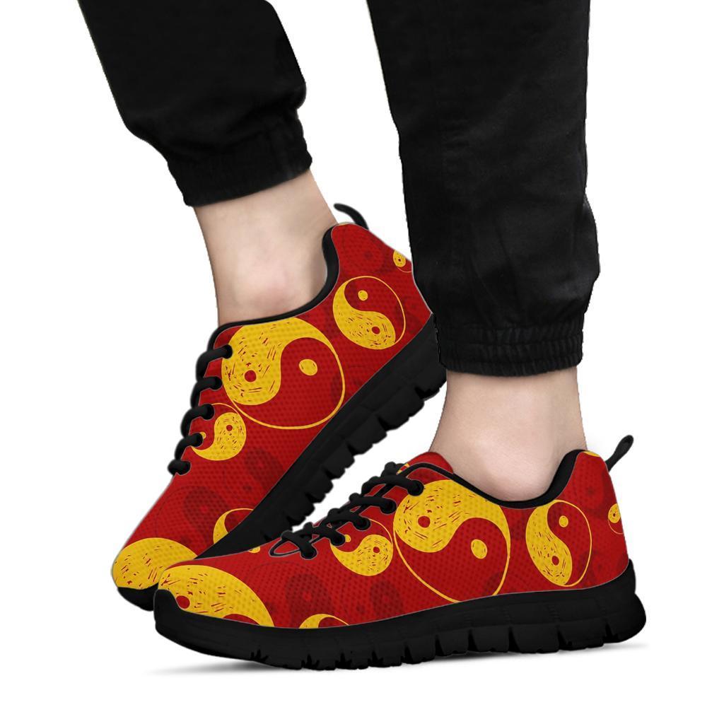 Yin Yang Red Pattern Print Sneaker Shoes For Men Women-grizzshop