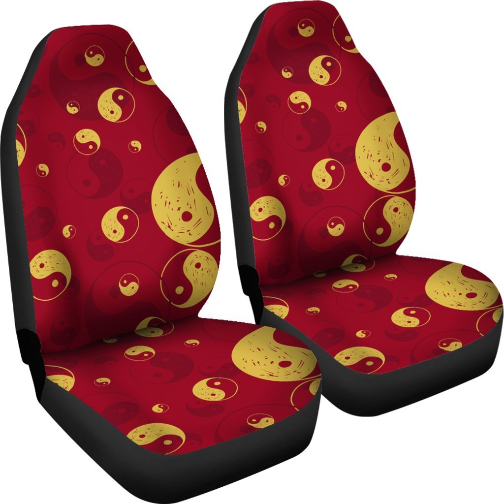 Yin Yang Red Pattern Print Universal Fit Car Seat Covers-grizzshop