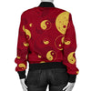 Yin Yang Red Pattern Print Women Casual Bomber Jacket-grizzshop