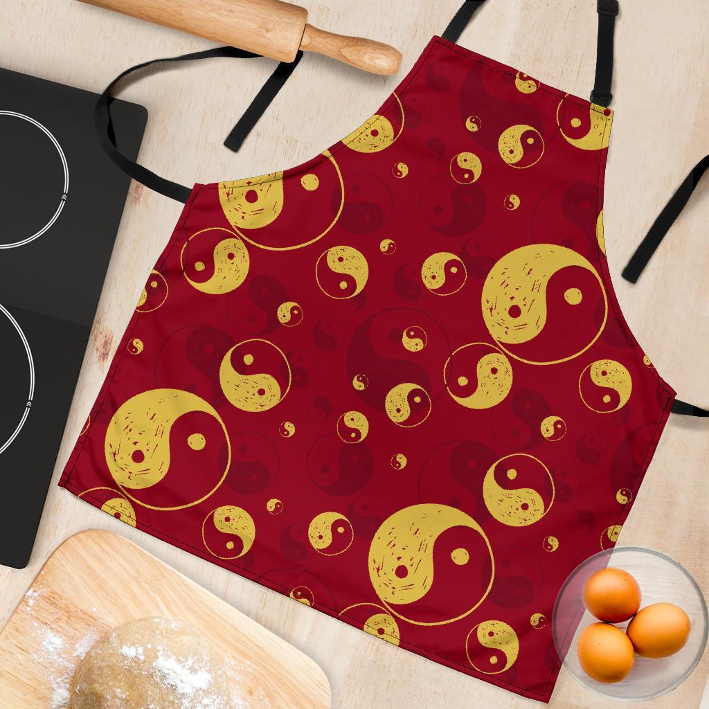 Yin Yang Red Pattern Print Women's Apron-grizzshop