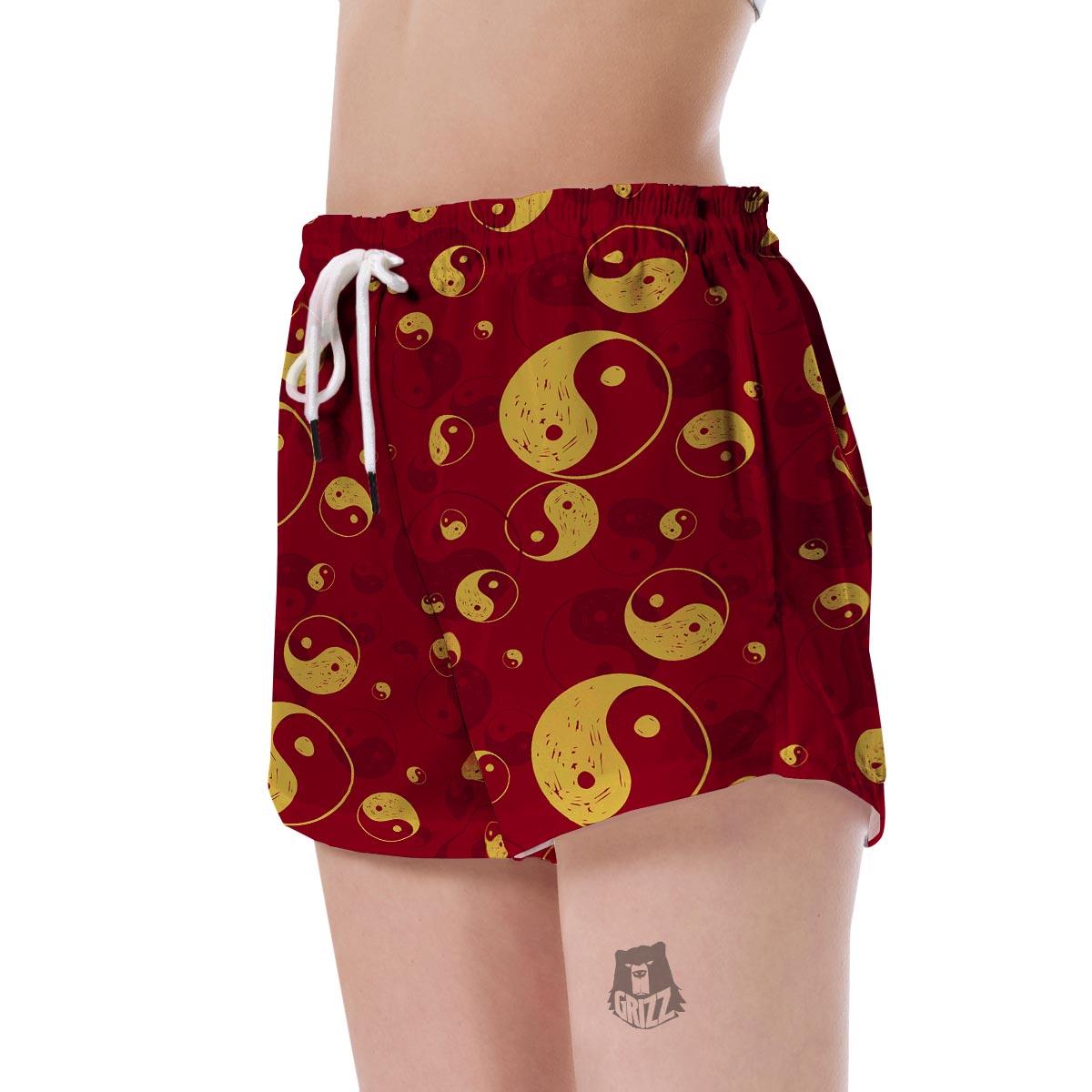 Yin Yang Red Pattern Print Women's Shorts-grizzshop