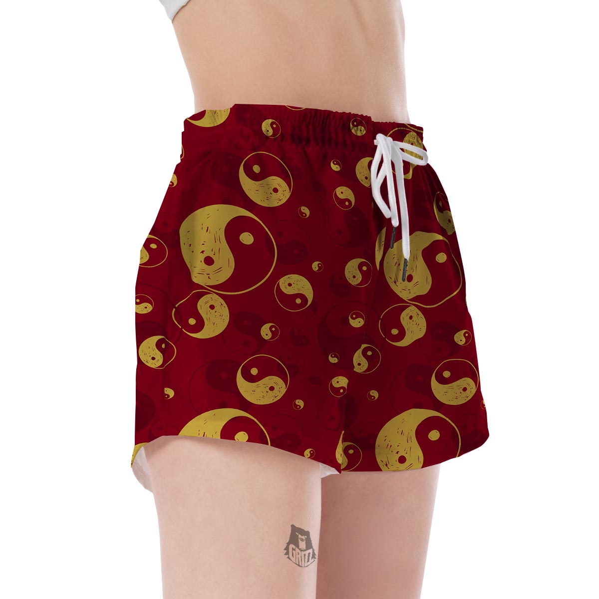 Yin Yang Red Pattern Print Women's Shorts-grizzshop