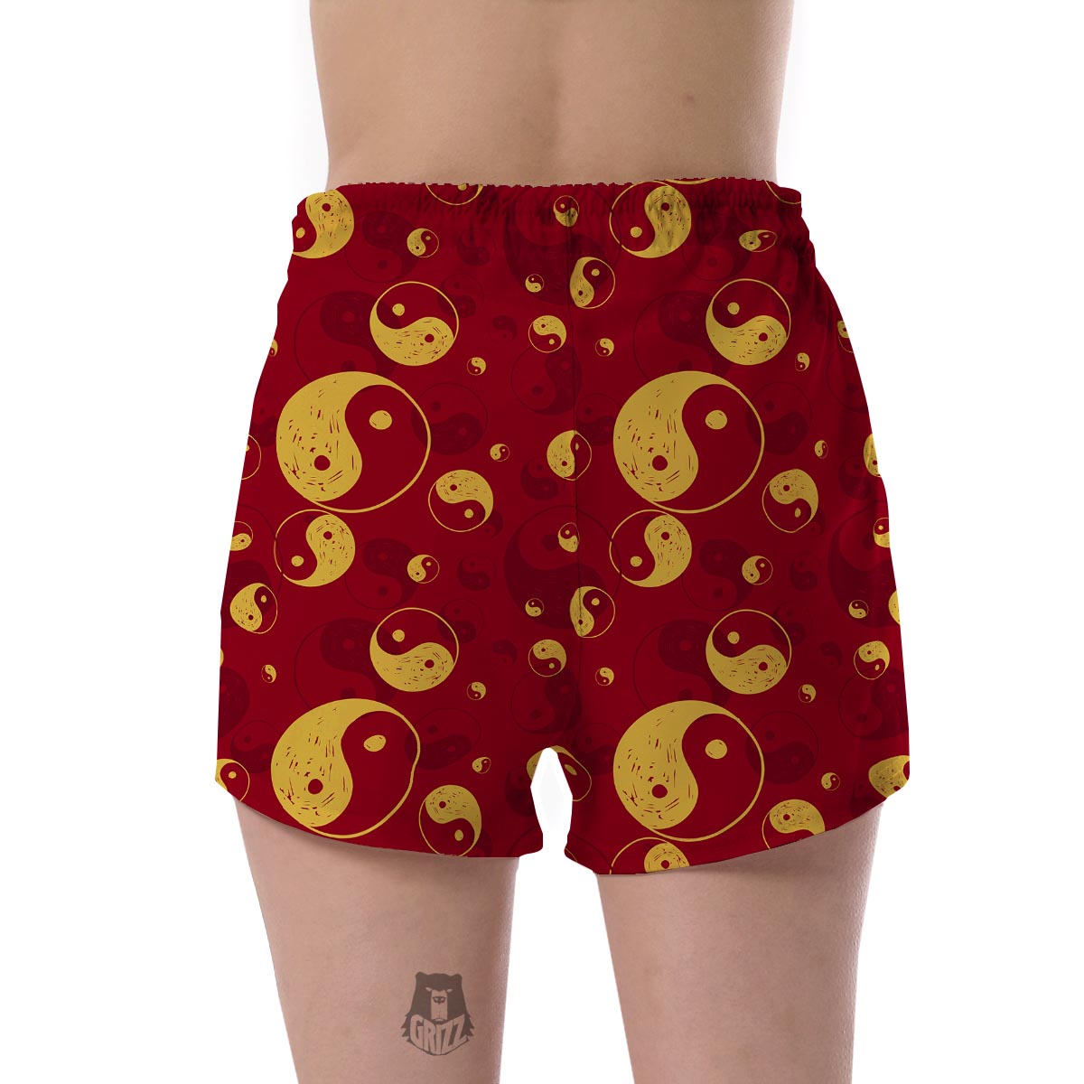 Yin Yang Red Pattern Print Women's Shorts-grizzshop