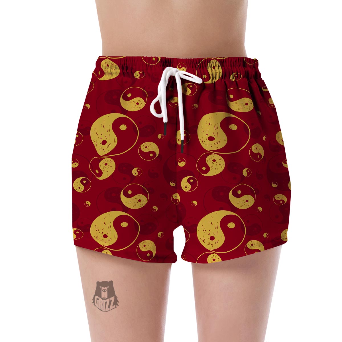 Yin Yang Red Pattern Print Women's Shorts-grizzshop