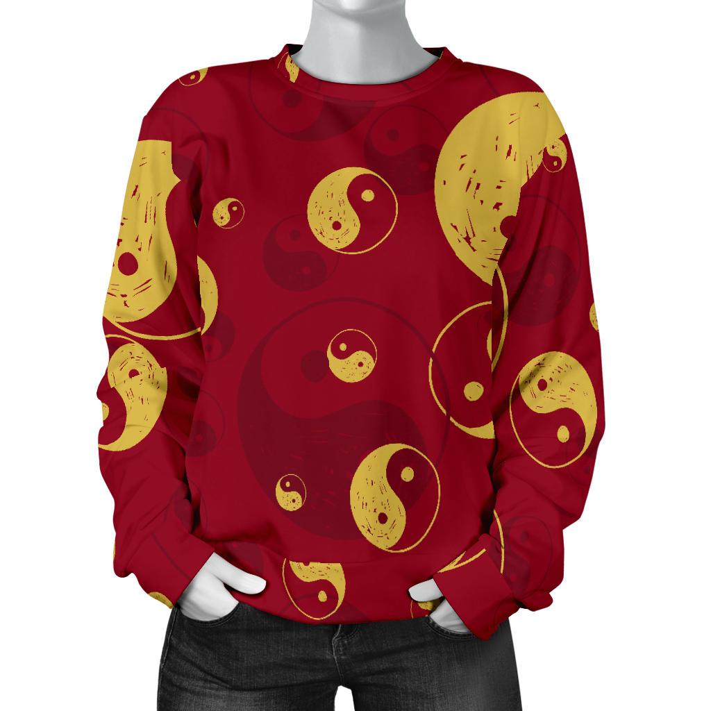 Yin Yang Red Pattern Print Women's Sweatshirt-grizzshop