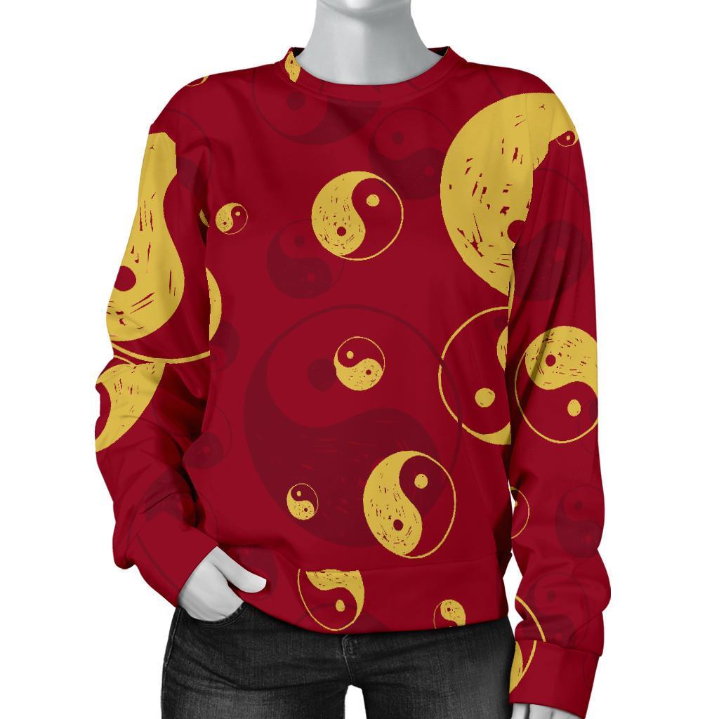 Yin Yang Red Pattern Print Women's Sweatshirt-grizzshop