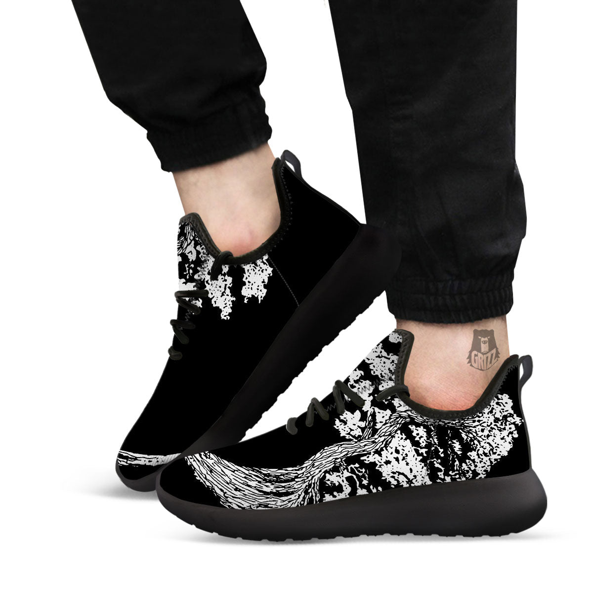 Yin Yang Roots Print Black Athletic Shoes-grizzshop