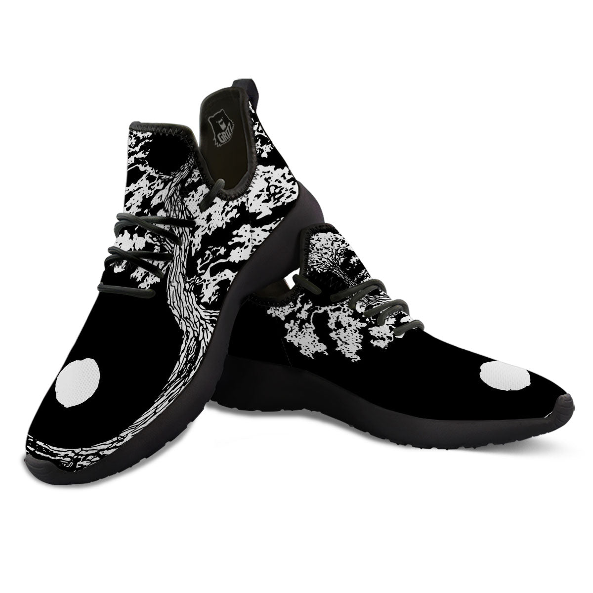 Yin Yang Roots Print Black Athletic Shoes-grizzshop