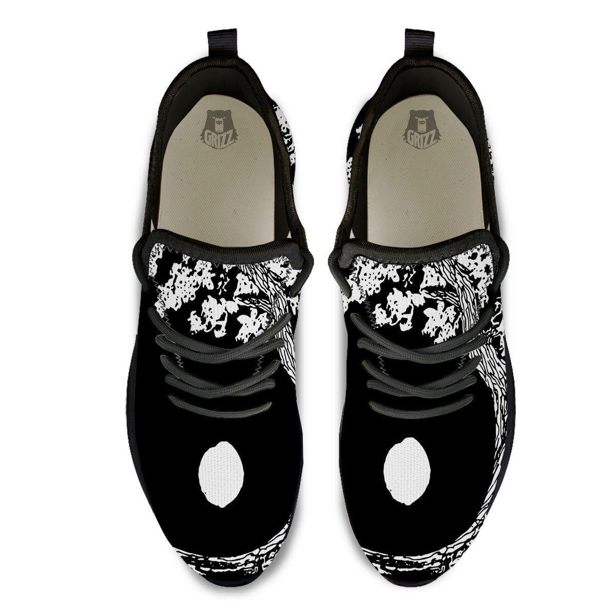 Yin Yang Roots Print Black Athletic Shoes-grizzshop