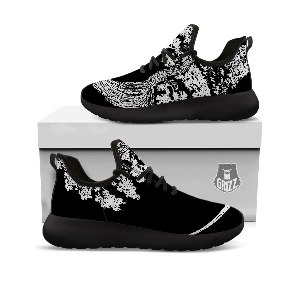 Yin Yang Roots Print Black Athletic Shoes-grizzshop