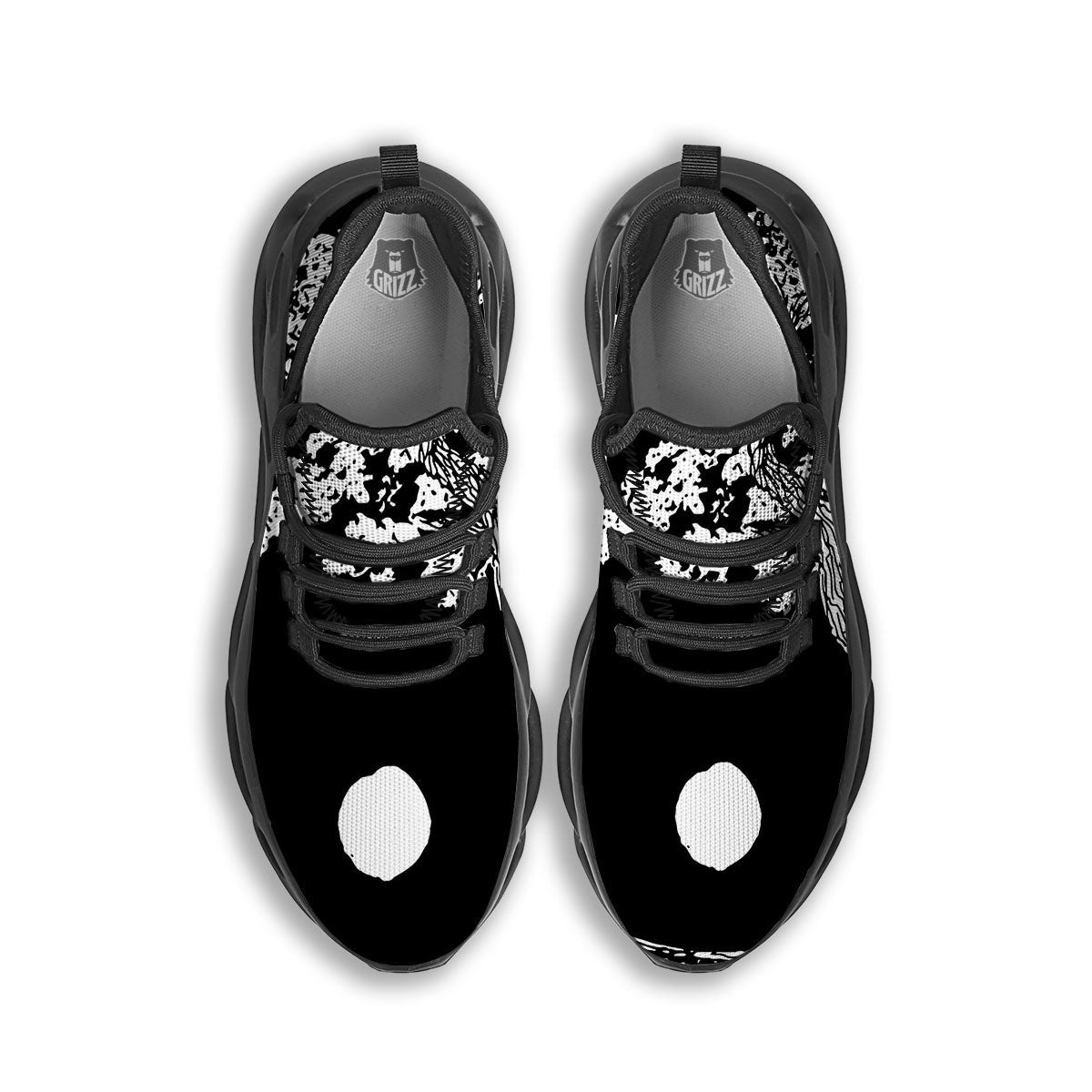 Yin Yang Roots Print Black Running Shoes-grizzshop
