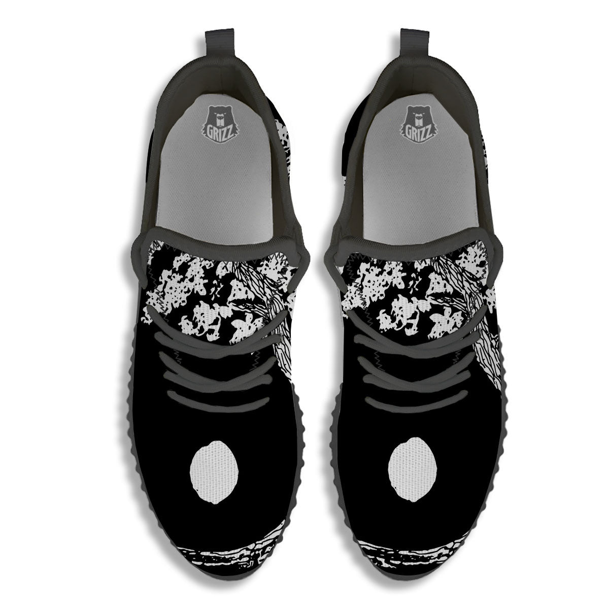 Yin Yang Roots Print Black Walking Shoes-grizzshop