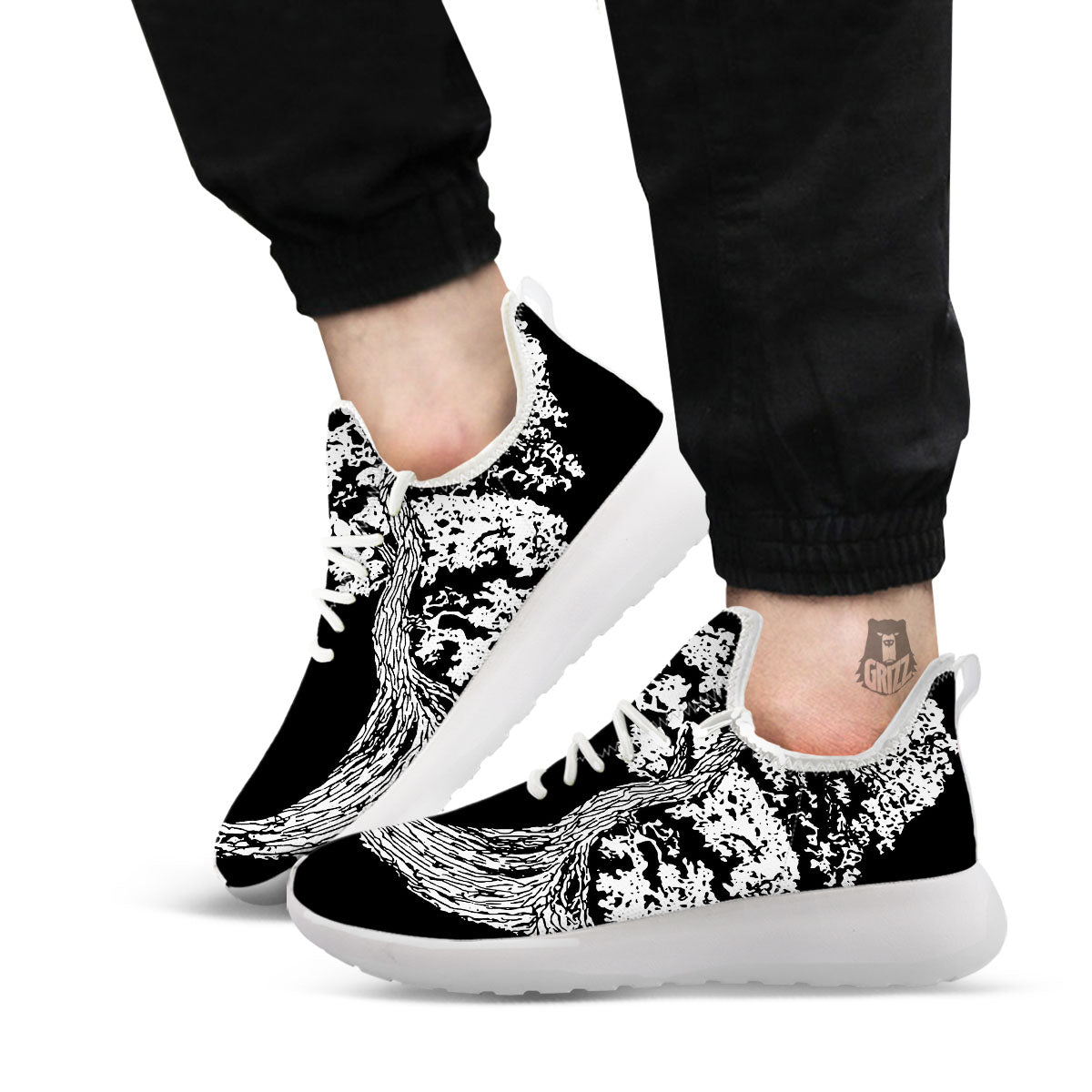 Yin Yang Roots Print White Athletic Shoes-grizzshop