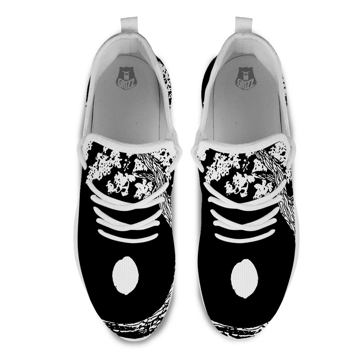 Yin Yang Roots Print White Athletic Shoes-grizzshop