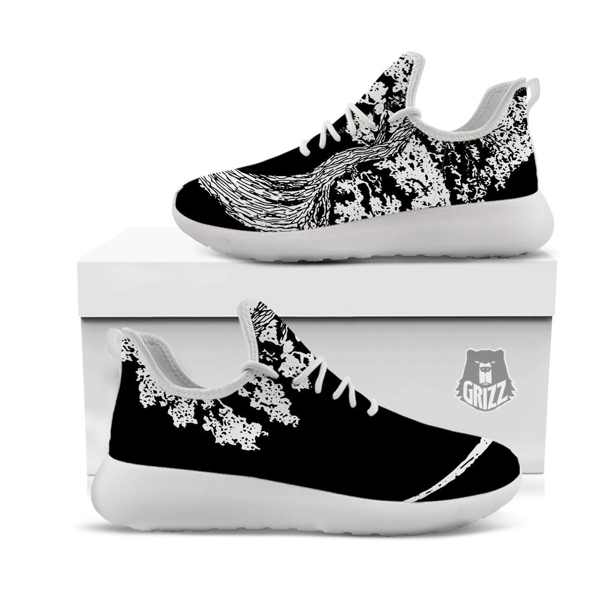 Yin Yang Roots Print White Athletic Shoes-grizzshop