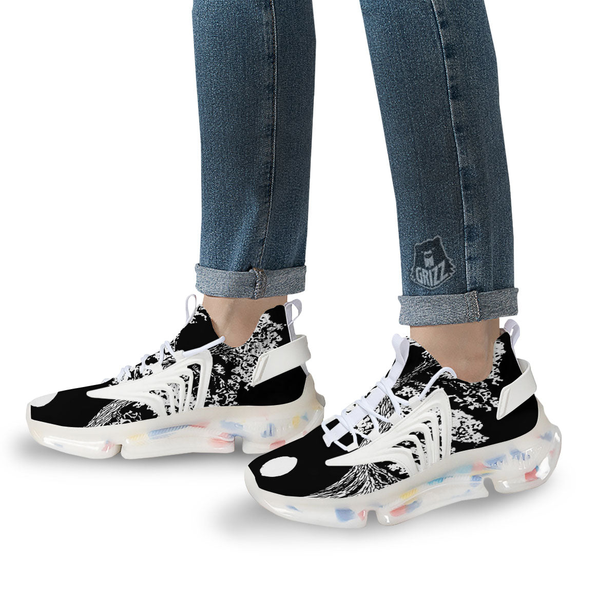 Yin Yang Roots Print White Gym Shoes-grizzshop