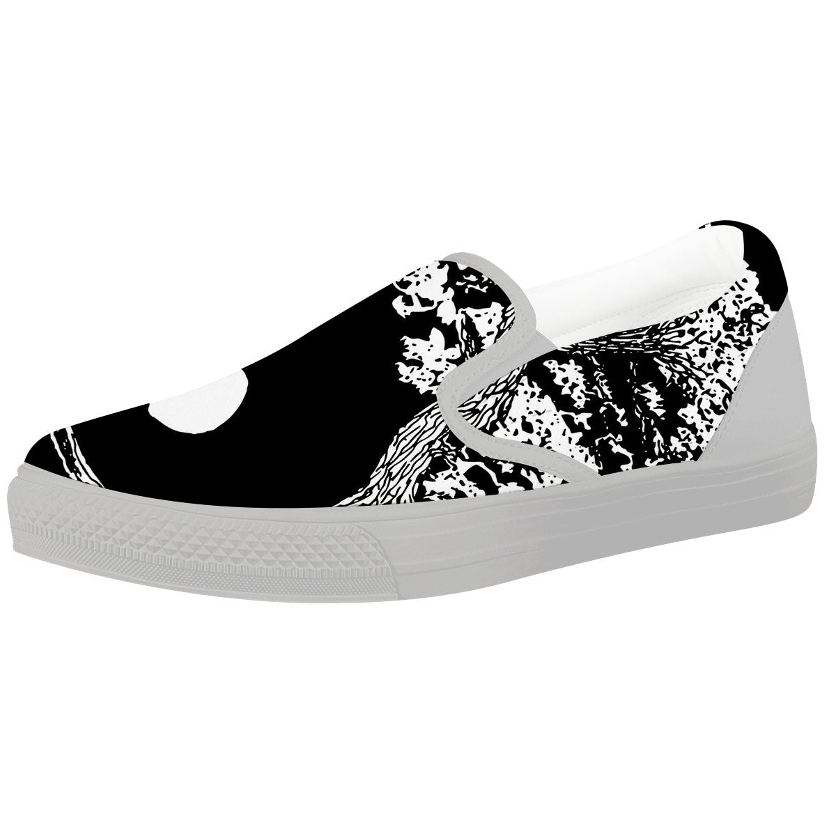 Yin Yang Roots Print White Slip On Shoes-grizzshop