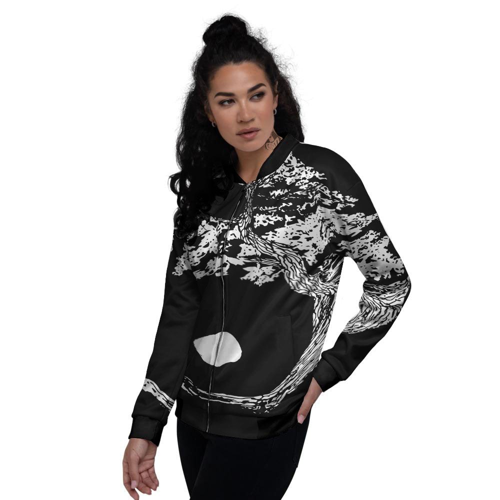 Yin Yang Roots Print Women's Bomber Jacket-grizzshop