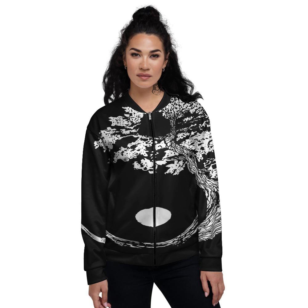 Yin Yang Roots Print Women's Bomber Jacket-grizzshop