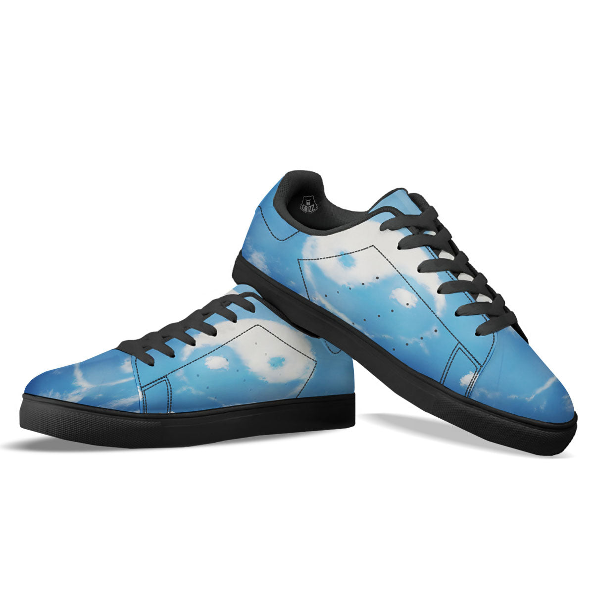 Yin Yang Space And Sky Print Black Low Top Sneakers-grizzshop