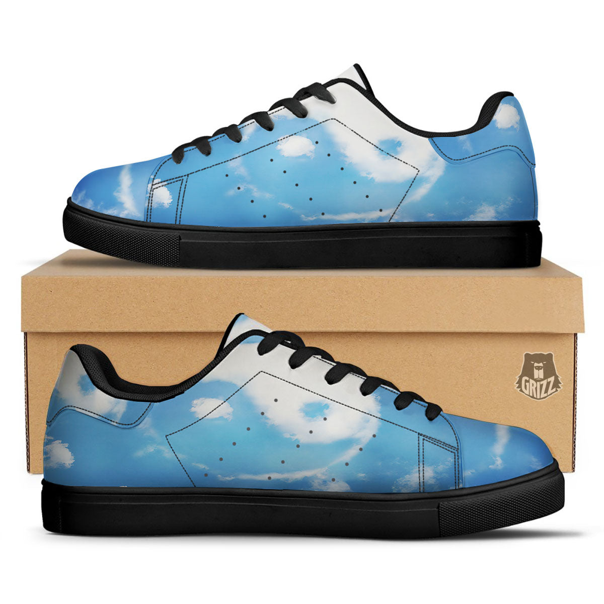 Yin Yang Space And Sky Print Black Low Top Sneakers-grizzshop