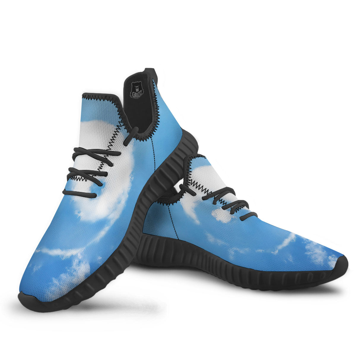 Yin Yang Space And Sky Print Black Walking Shoes-grizzshop