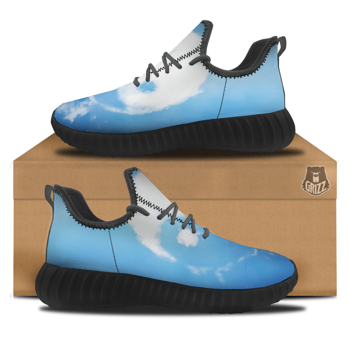 Yin Yang Space And Sky Print Black Walking Shoes-grizzshop