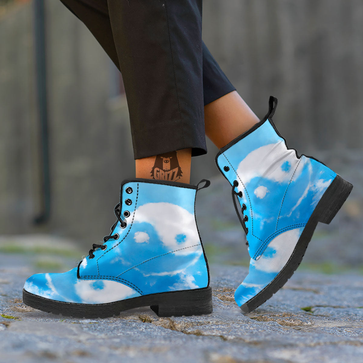 Yin Yang Space And Sky Print Leather Boots-grizzshop
