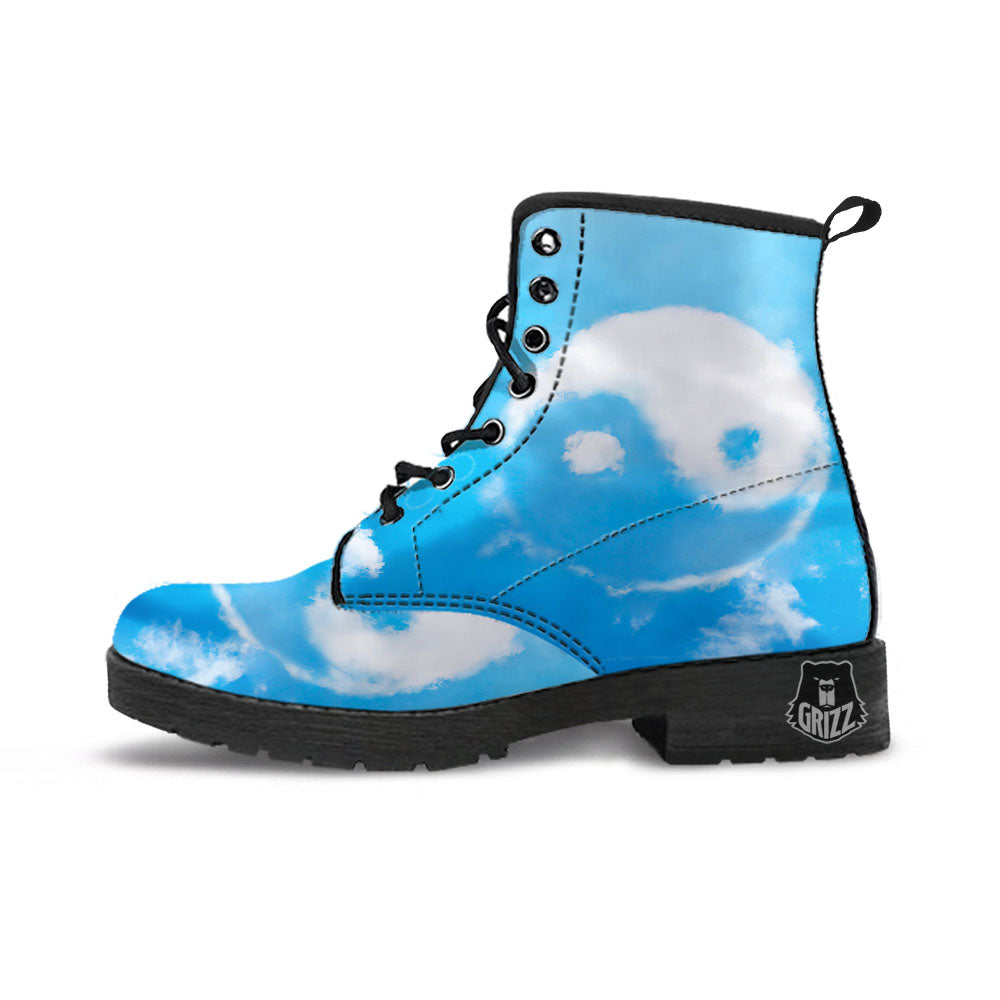 Yin Yang Space And Sky Print Leather Boots-grizzshop