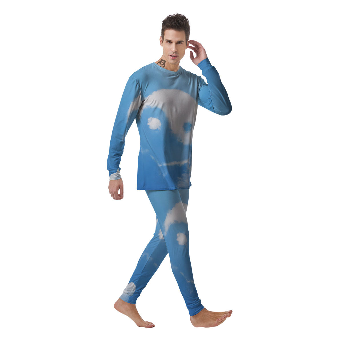 Yin Yang Space And Sky Print Men's Pajamas-grizzshop