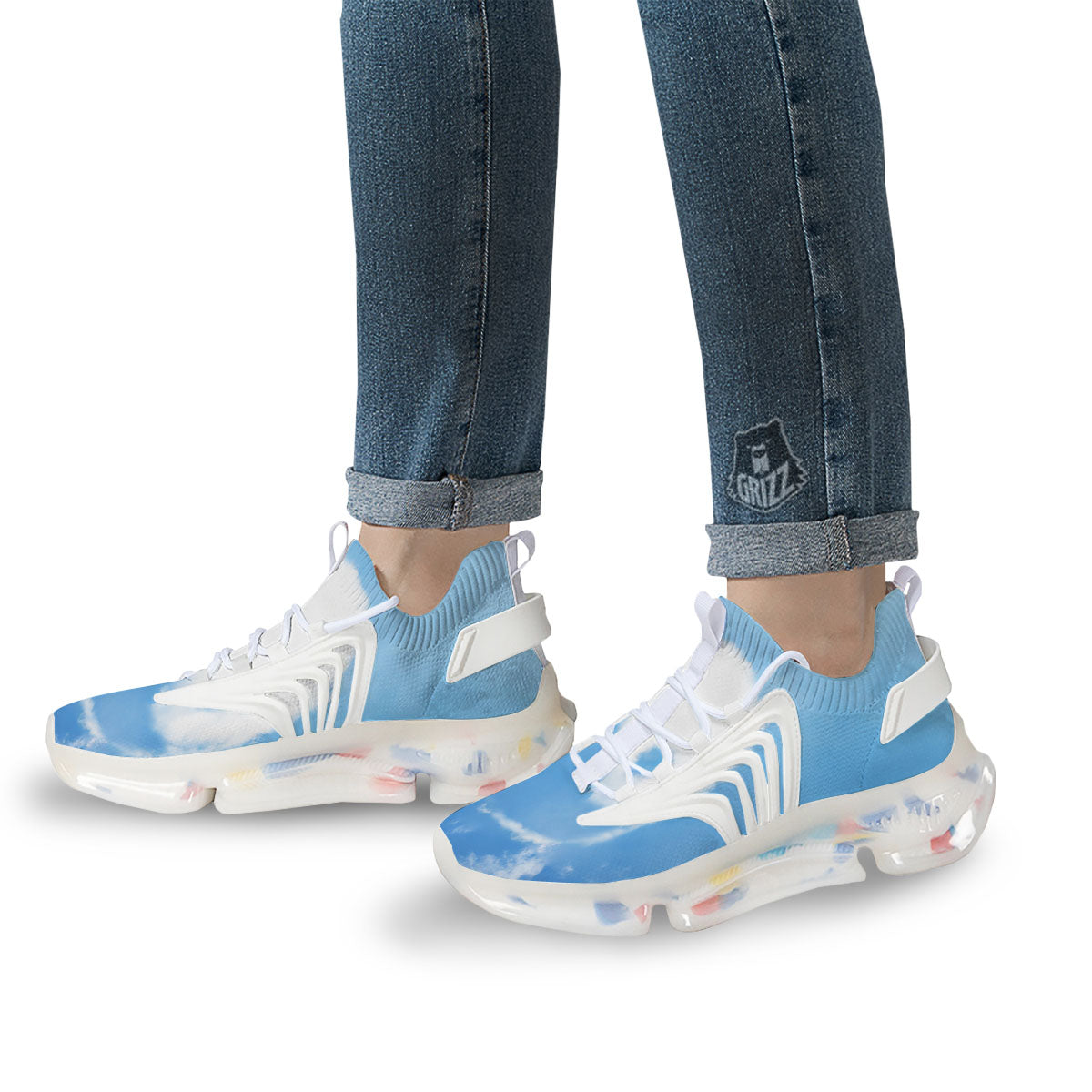 Yin Yang Space And Sky Print White Gym Shoes-grizzshop
