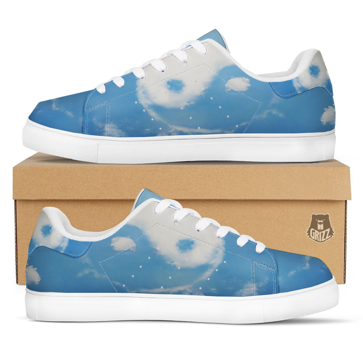 Yin Yang Space And Sky Print White Low Top Sneakers-grizzshop
