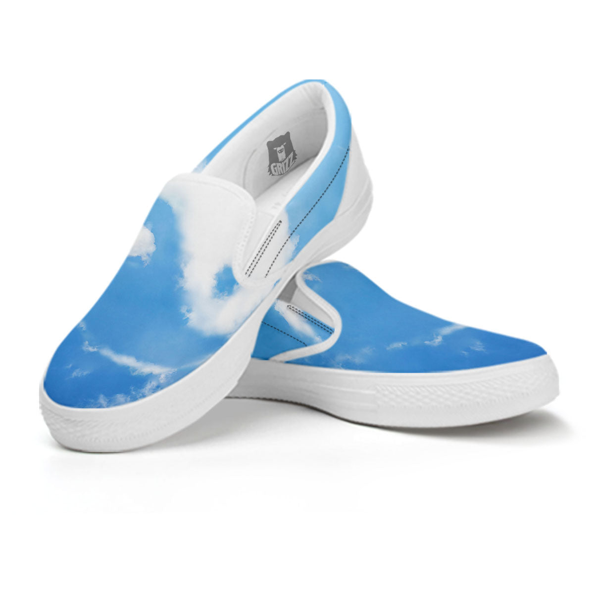Yin Yang Space And Sky Print White Slip On Shoes-grizzshop