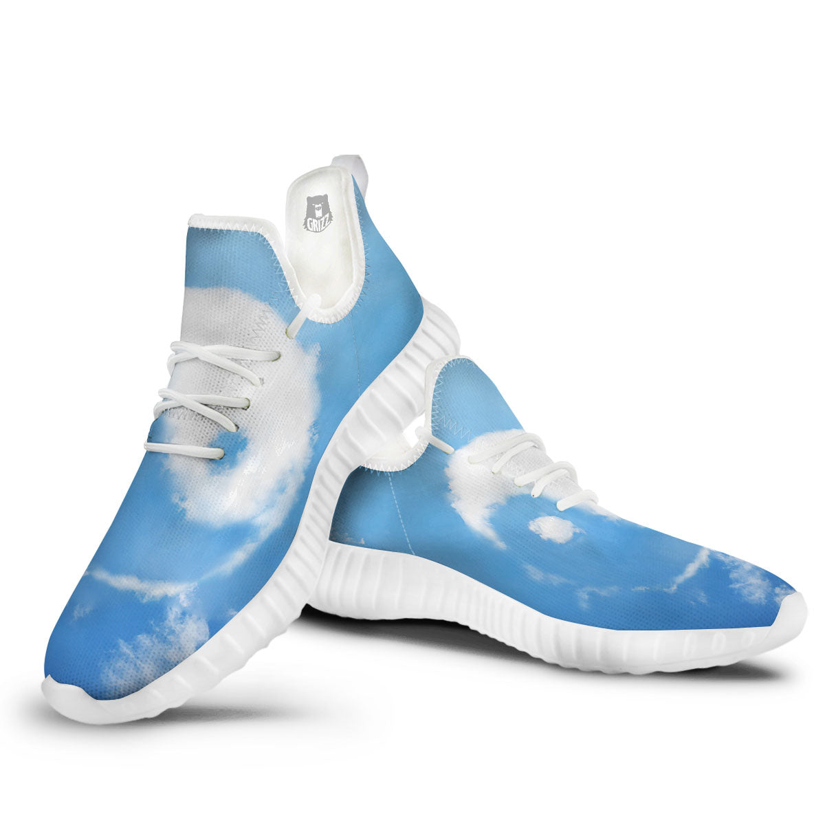 Yin Yang Space And Sky Print White Walking Shoes-grizzshop
