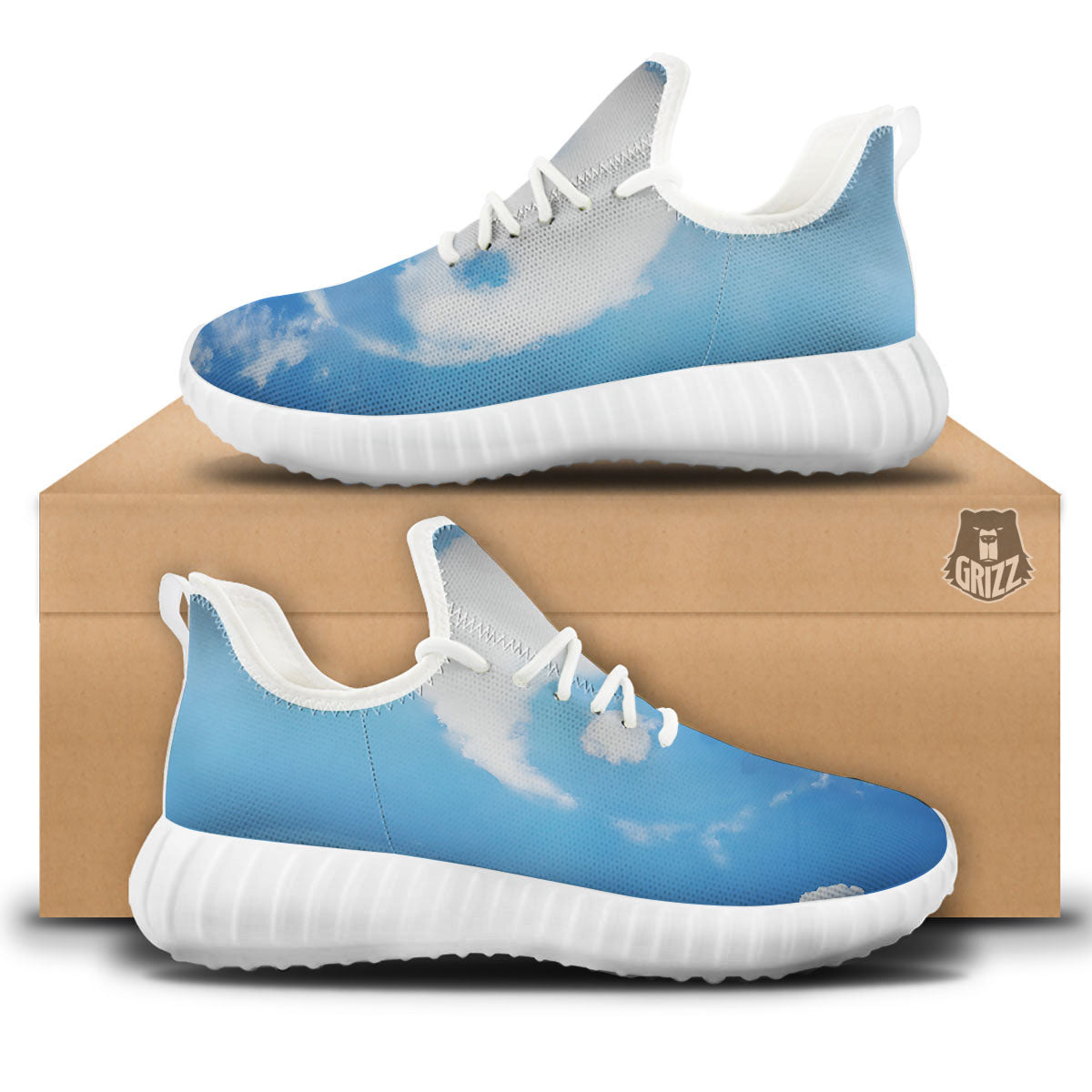 Yin Yang Space And Sky Print White Walking Shoes-grizzshop