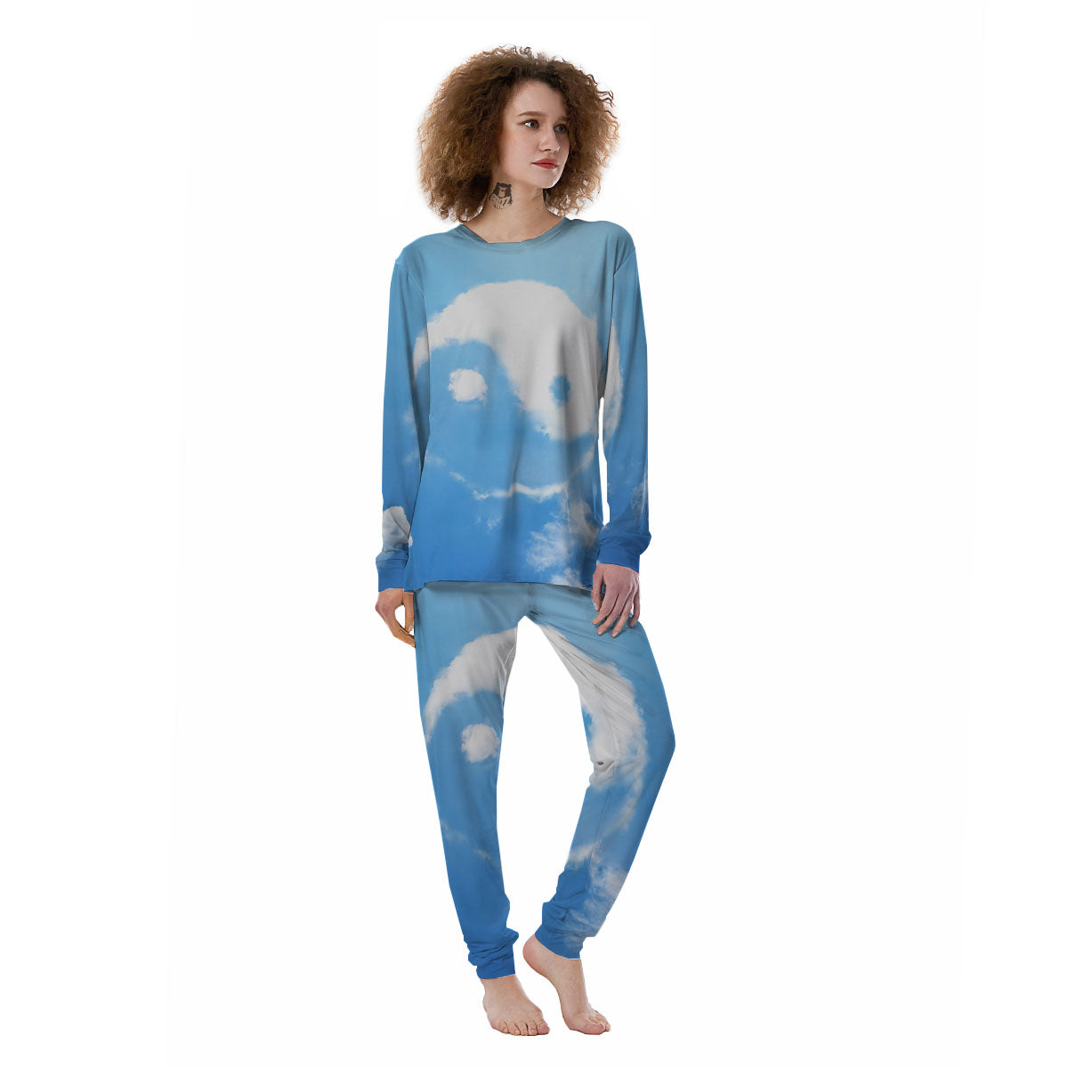 Yin Yang Space And Sky Print Women's Pajamas-grizzshop