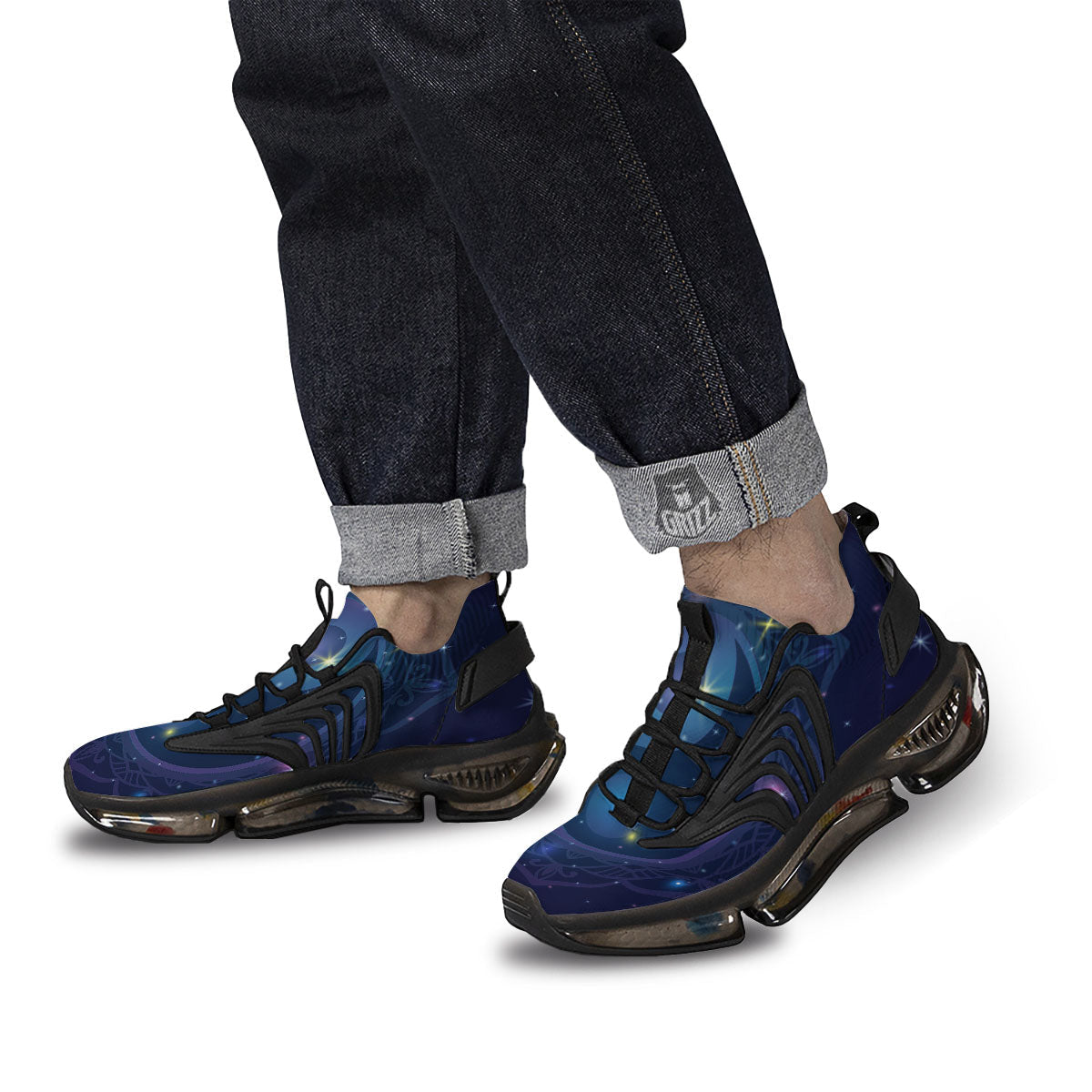 Yin Yang Space Print Black Gym Shoes-grizzshop