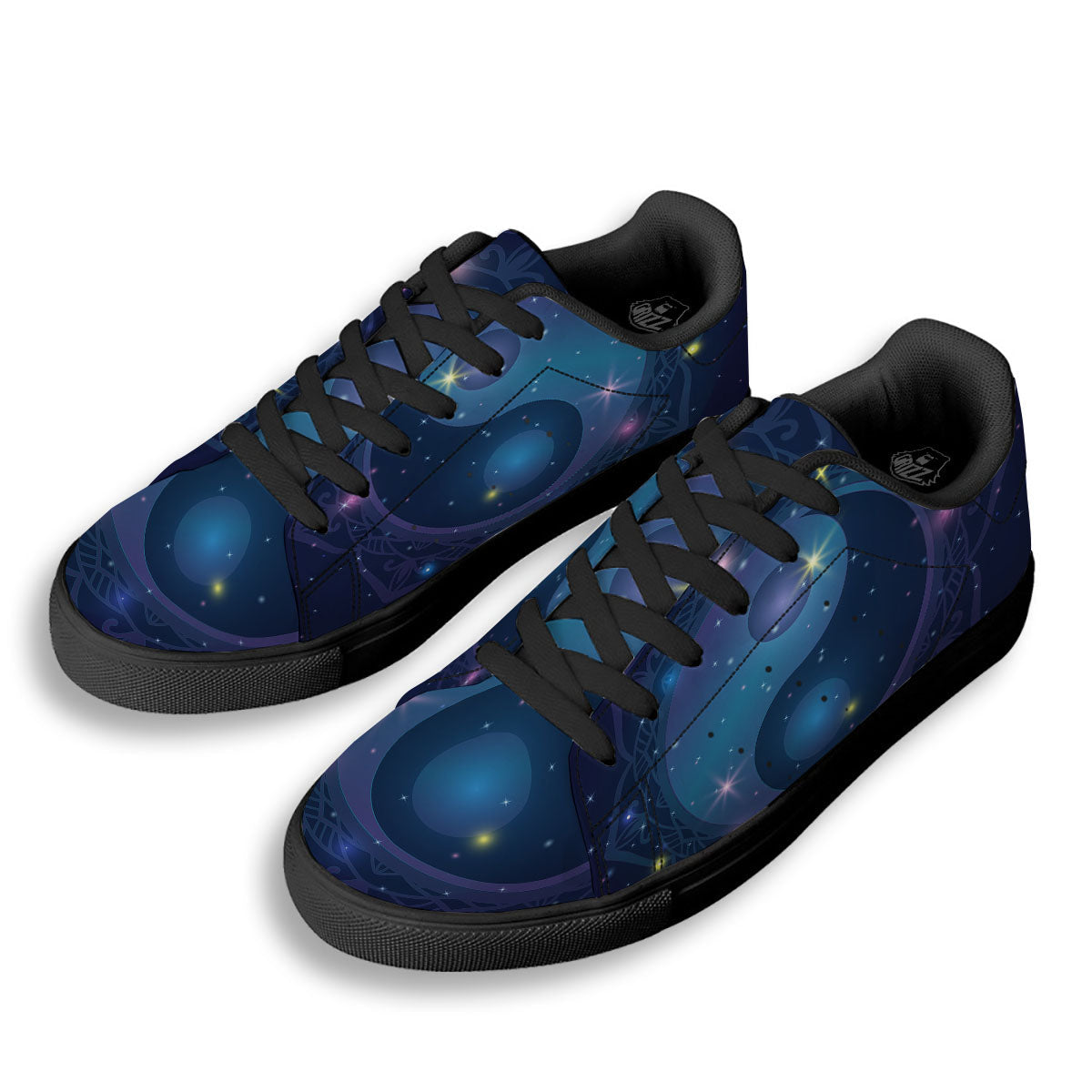 Yin Yang Space Print Black Low Top Sneakers-grizzshop