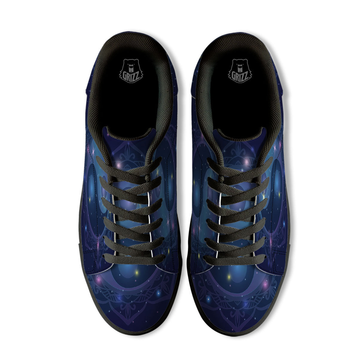 Yin Yang Space Print Black Low Top Sneakers-grizzshop