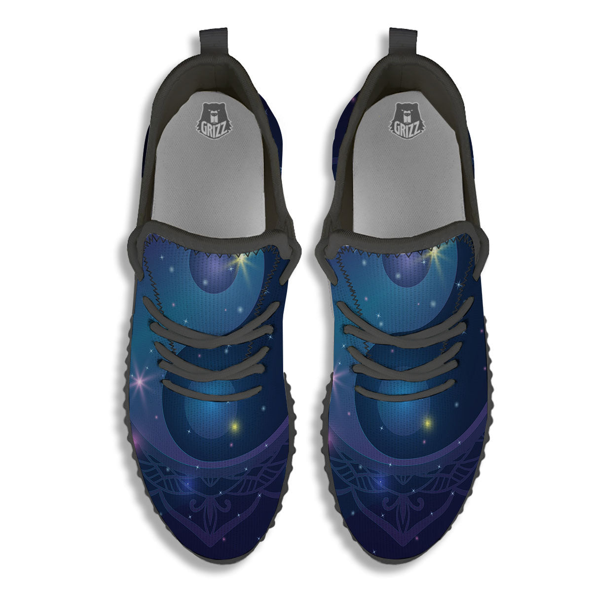 Yin Yang Space Print Black Walking Shoes-grizzshop