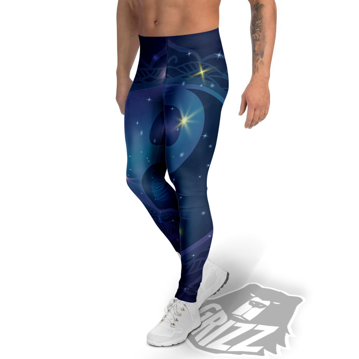 Yin Yang Space Print Men's Leggings-grizzshop