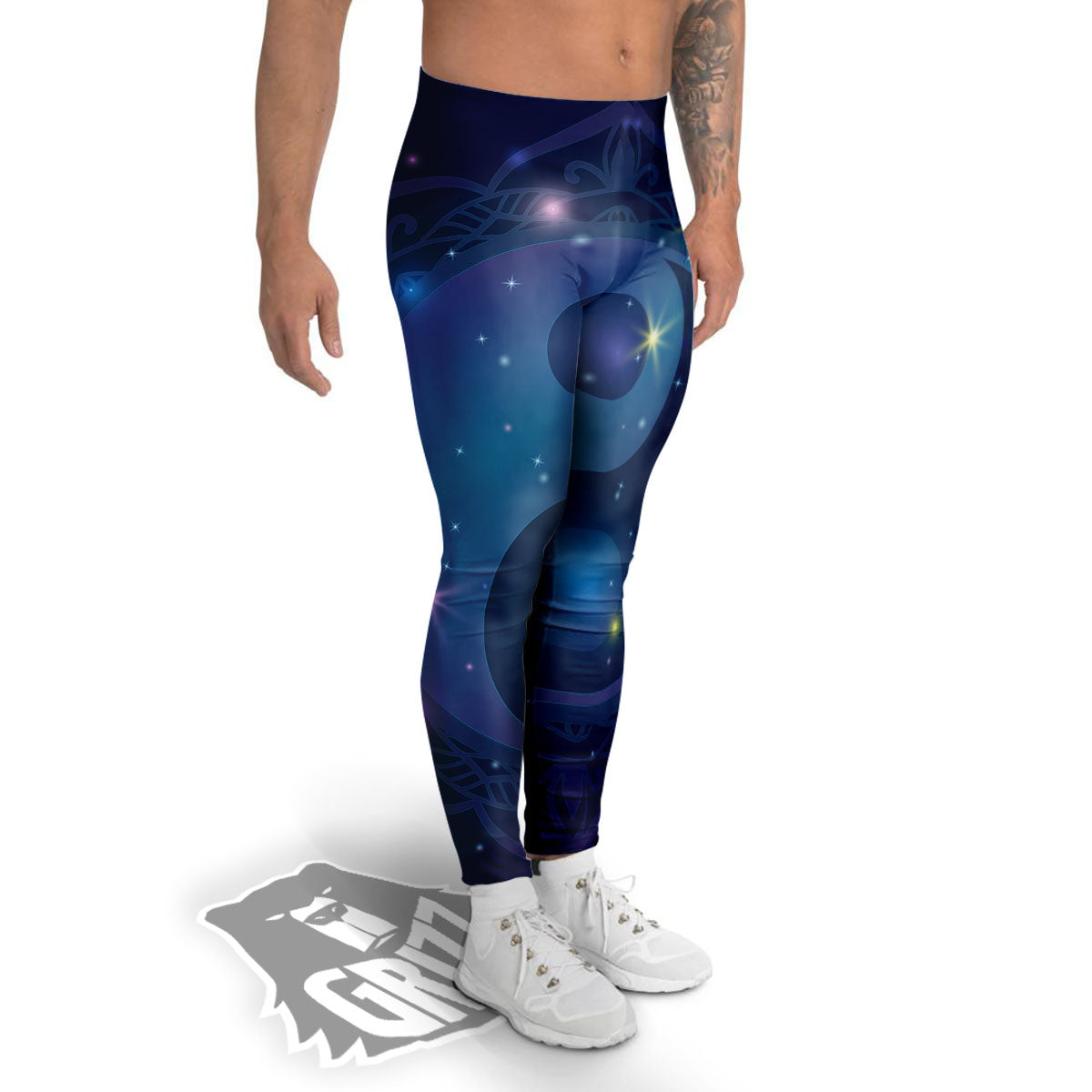 Yin Yang Space Print Men's Leggings-grizzshop