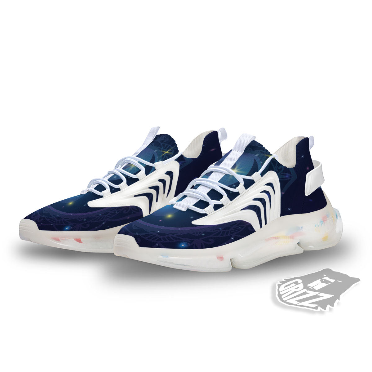 Yin Yang Space Print White Gym Shoes-grizzshop