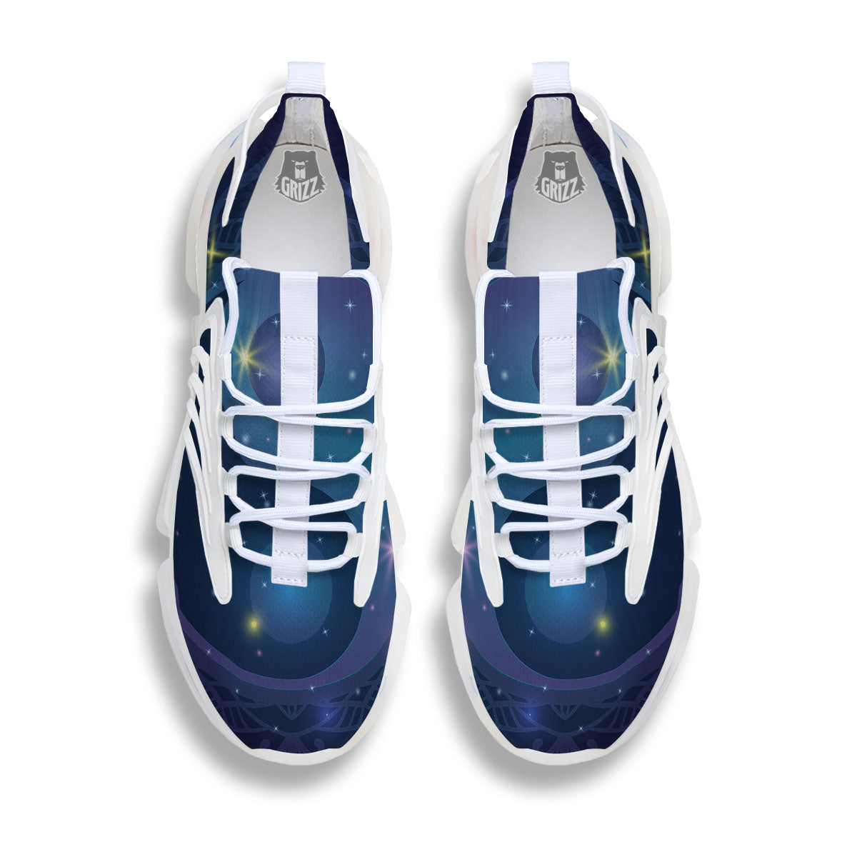 Yin Yang Space Print White Gym Shoes-grizzshop