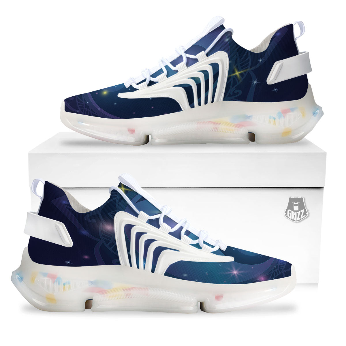 Yin Yang Space Print White Gym Shoes-grizzshop